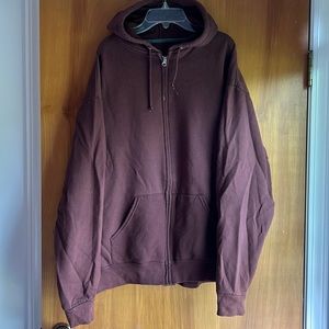 Maroon Oversized Zip Up Hoodie